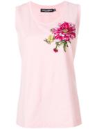 Dolce & Gabbana Embroidered Rose Patch Vest - Pink & Purple
