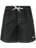 Msgm Stripe Detail Swim Shorts - Black