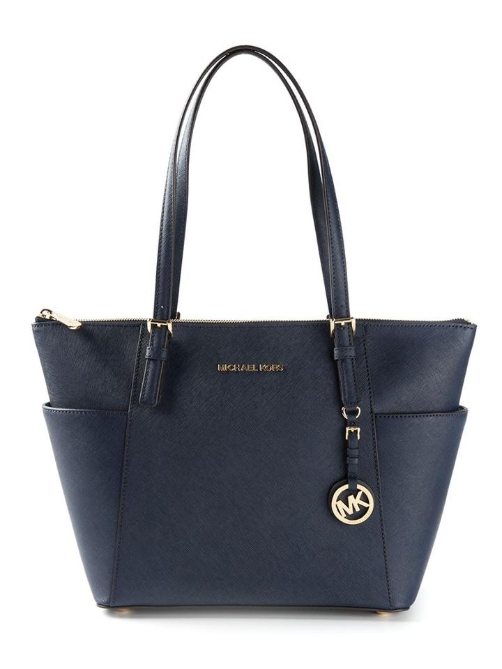 Michael Michael Kors Jet Set Top Zip Tote, Women's, Blue, Leather