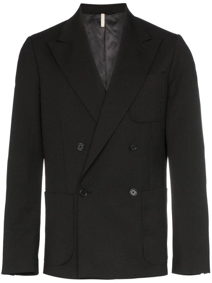 Sunflower Double-breasted Boxy Fit Blazer - Black