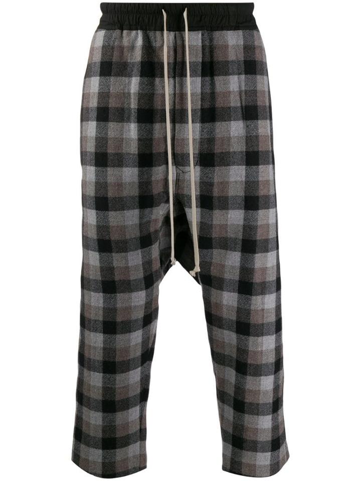 Rick Owens Checkered Track Pants - Black