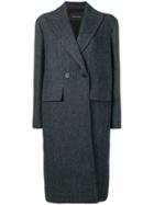 Cédric Charlier Double-breasted Tartan Coat - Blue