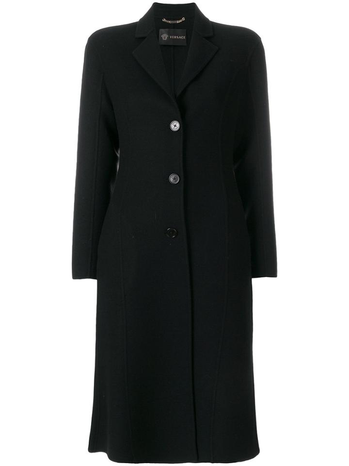 Versace Slim Single-breasted Coat - Black