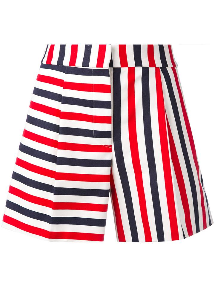 Thom Browne - Striped Mini Shorts - Women - Silk/cotton - 42, Red, Silk/cotton