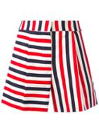 Thom Browne - Striped Mini Shorts - Women - Silk/cotton - 42, Red, Silk/cotton