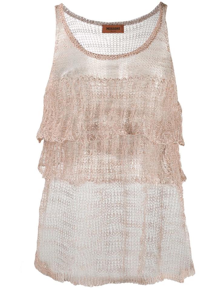 Missoni Sheer Ruffle Vest Top - Pink