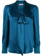 Twin-set Bow Collar Blouse - Blue