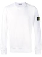 Stone Island Logo Patch Sweatshirt, Men's, Size: Xl, White, Cotton
