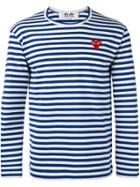 Comme Des Garçons Play Striped Heart Embellished Top - Blue