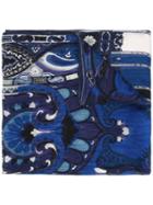 Etro Paisley Scarf, Men's, Blue, Silk/linen/flax