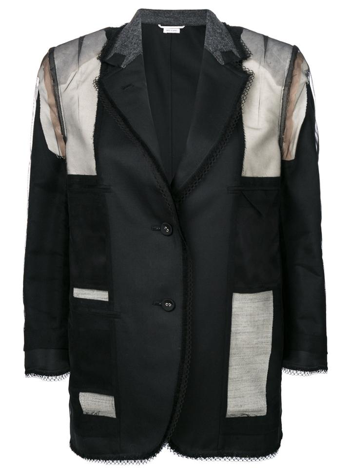 Thom Browne Inside Out Single Breasted Sack Jacket With Fray & Lace