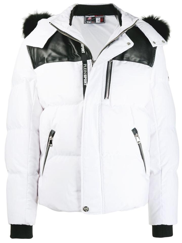 Plein Sport Hooded Quilted Jacket - White