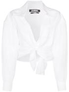 Jacquemus Cropped Tie Front Blouse - White