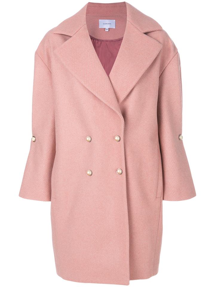 Carven Oversized Double Breasted Coat - Nude & Neutrals