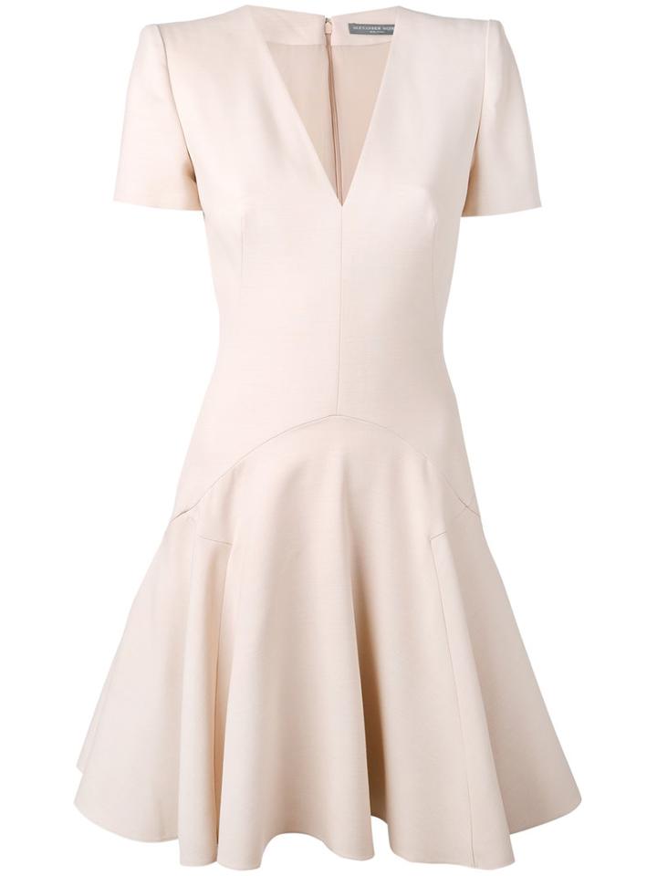 Pleated Dress - Women - Silk/polyamide/wool - 38, Pink/purple, Silk/polyamide/wool, Alexander Mcqueen