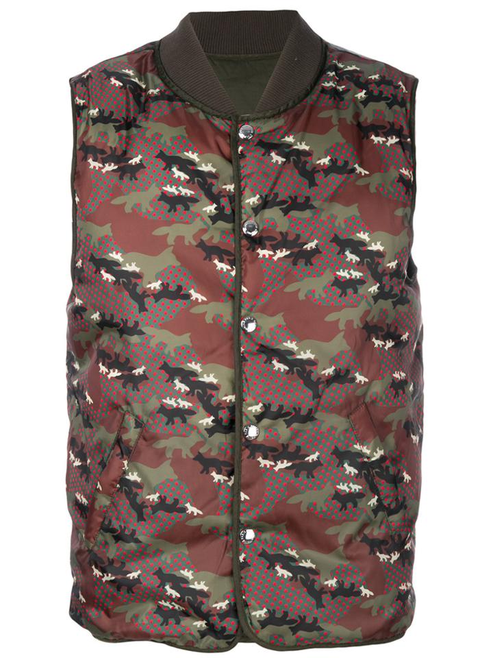 Maison Kitsuné Fox Camouflage Gilet - Green