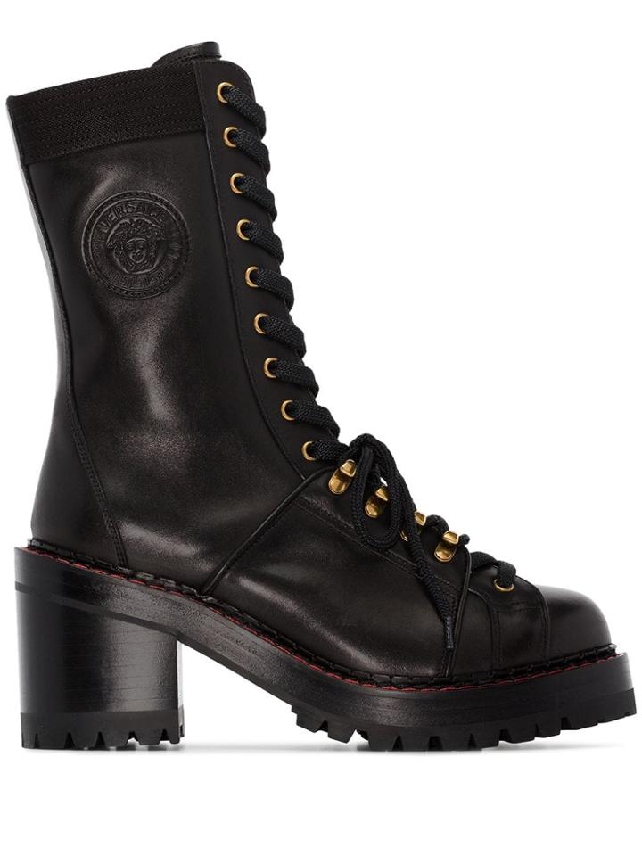 Versace Black Tribute Lace-up Ankle Boots