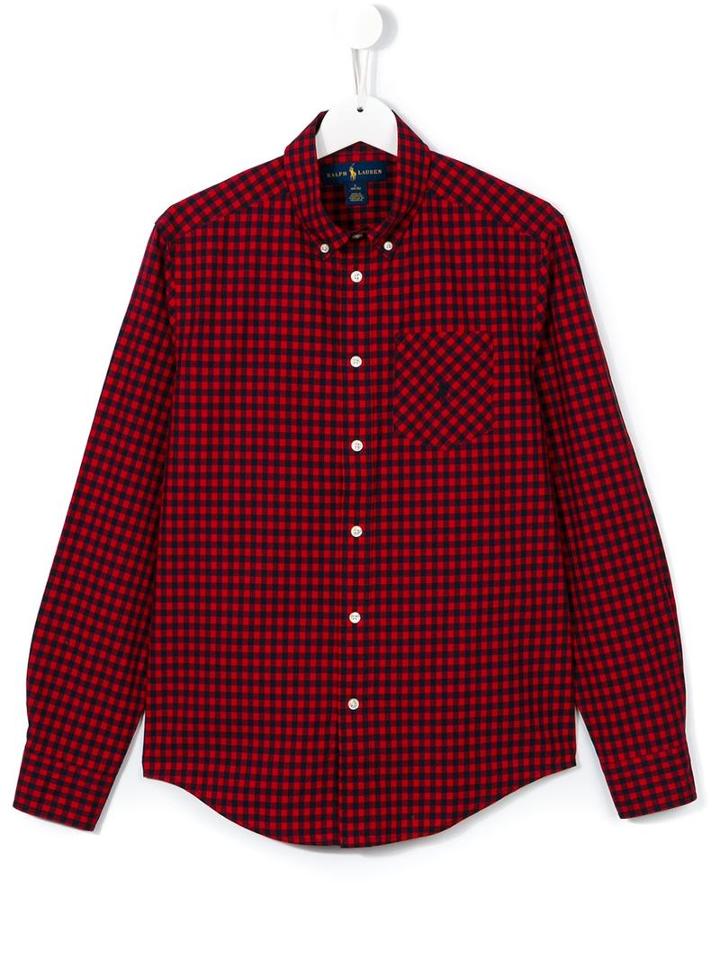 Ralph Lauren Kids Gingham Button Down Shirt, Boy's, Size: 14 Yrs, Red