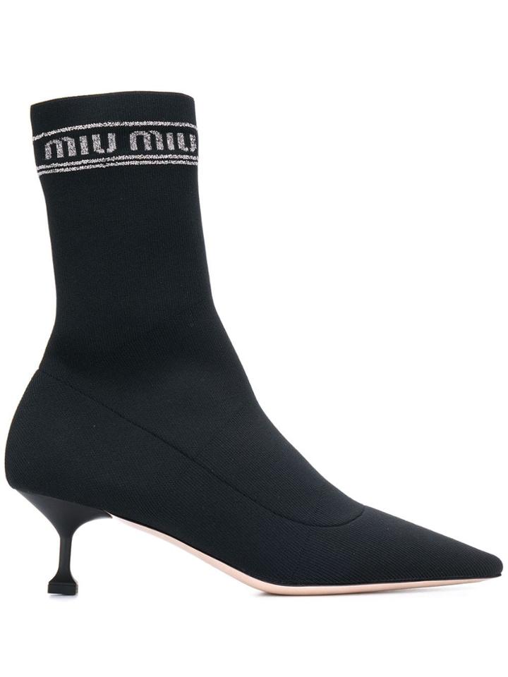 Miu Miu Knit Booties - Black