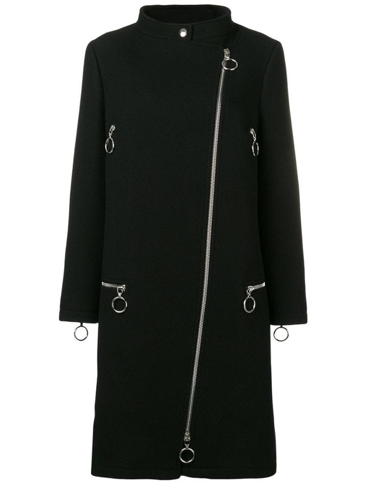 Moschino Mock Neck Zipped Coat - Black