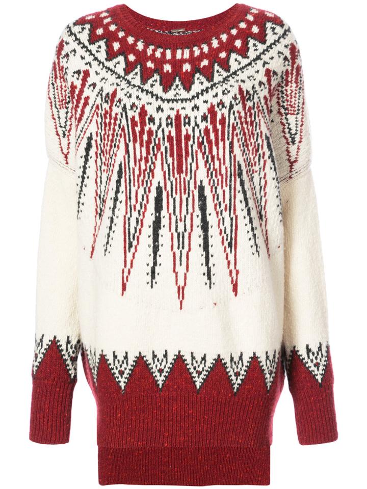 Adam Lippes Marled Wool Cashmere Fair Isle Sweater - White