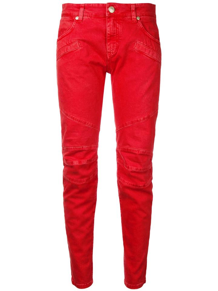 Pierre Balmain Skinny Cropped Jeans, Women's, Size: 25, Red, Cotton/spandex/elastane