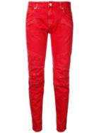 Pierre Balmain Skinny Cropped Jeans, Women's, Size: 25, Red, Cotton/spandex/elastane