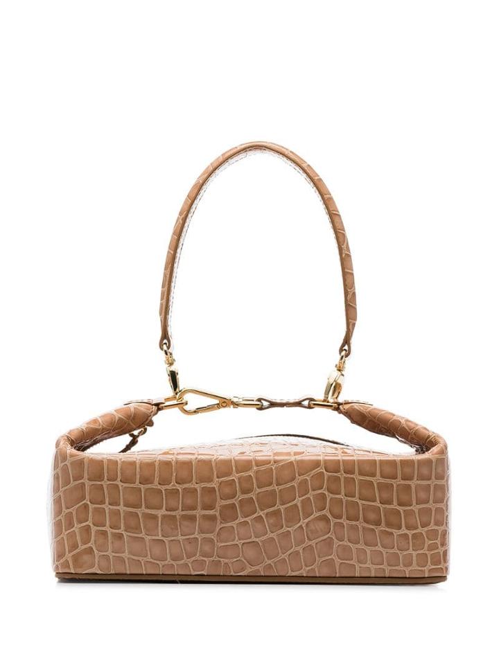 Rejina Pyo Brown Olivia Crocodile-embossed Leather Box Bag