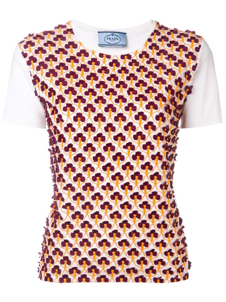 Prada Vintage Floral Embroidered Top - White