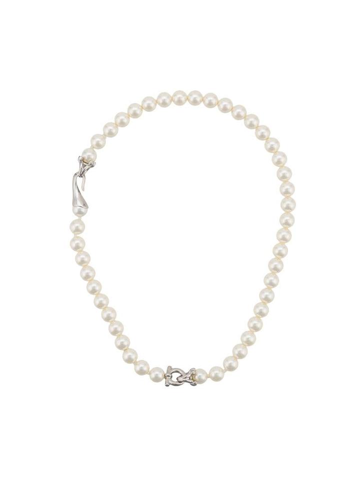 Salvatore Ferragamo Swarovski Pearl Necklace - White