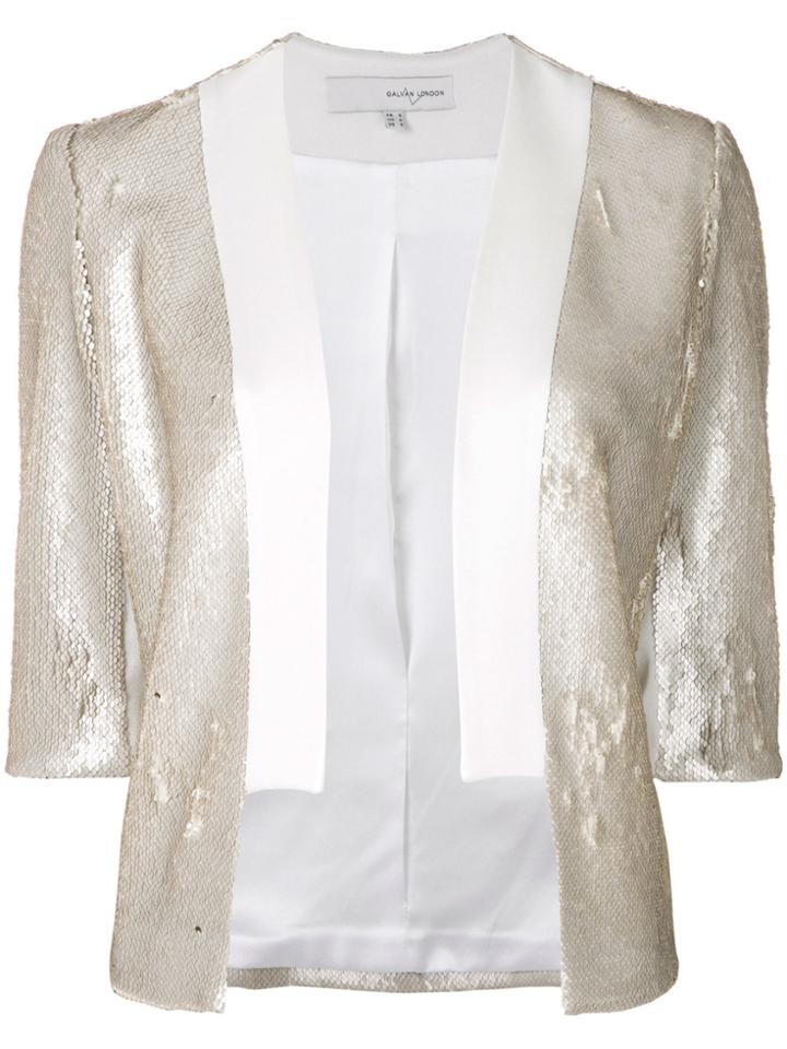 Galvan Salar Sequin Cropped Jacket - Nude & Neutrals