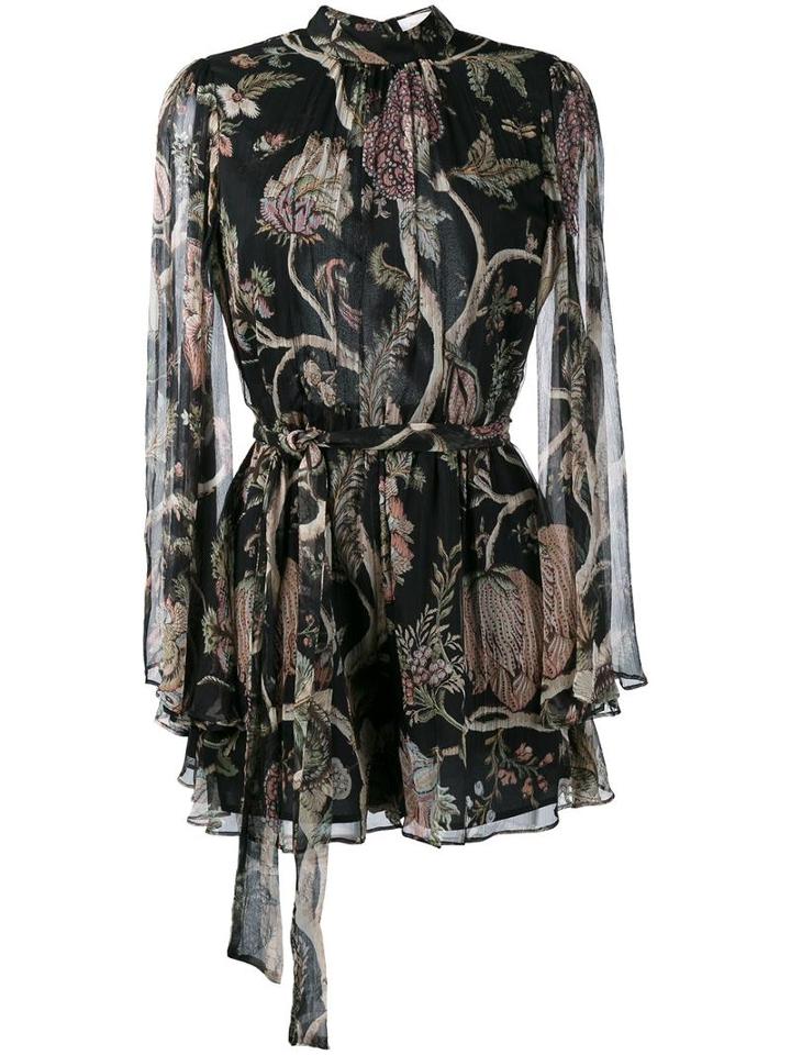 Zimmermann Floral Print Playsuit, Women's, Size: 0, Black, Silk
