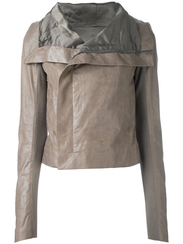 Rick Owens Classic Biker Jacket, Women's, Size: 38, Nude/neutrals, Calf Leather/cupro/virgin Wool