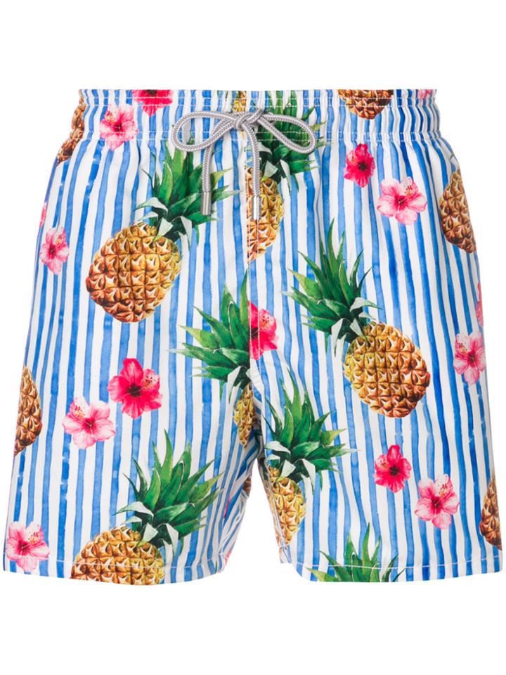 Mc2 Saint Barth Print Striped Swim Shorts - Multicolour