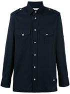 Vivienne Westwood Man Front Pockets Plain Shirt, Men's, Size: 54, Blue, Cotton