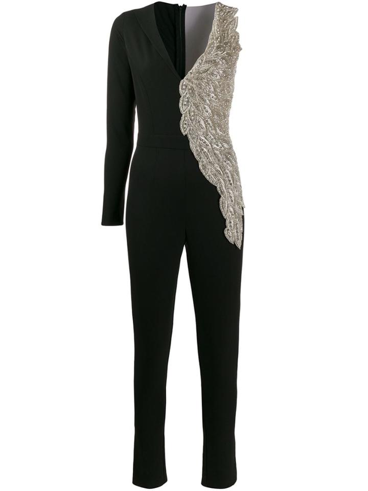Loulou Beaded Panel Jumpsuit - Black