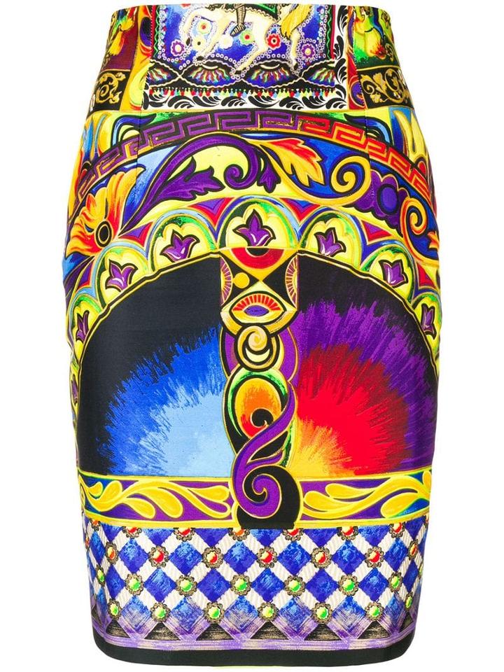 Versace Pre-owned Psychedelic Print Skirt - Black