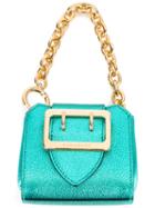 Burberry Buckle Detail Clutch, Women's, Green, Calf Leather/polyester