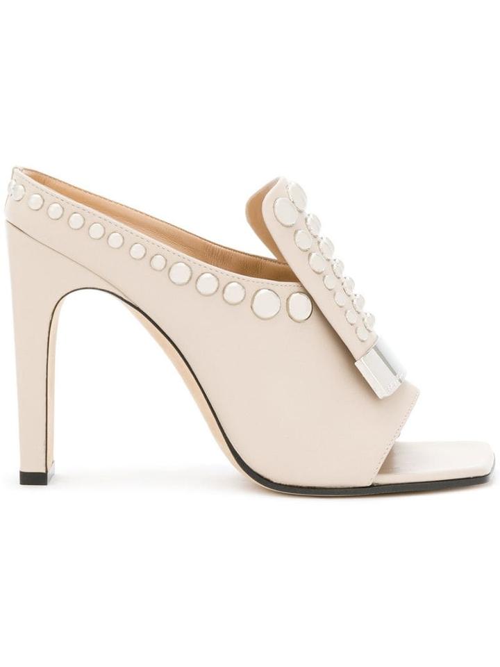 Sergio Rossi Sr Studded Mules - Neutrals