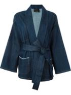 Erika Cavallini 'gagan' Kimono Wrap Denim Jacket, Women's, Size: 42, Blue, Cotton/spandex/elastane