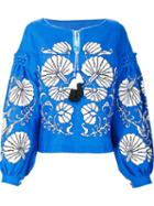 Yuliya Magdych Embroidered Blouse, Women's, Size: 2, Blue, Linen/flax