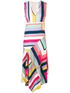 Ps Paul Smith Striped Asymmetric Dress - White