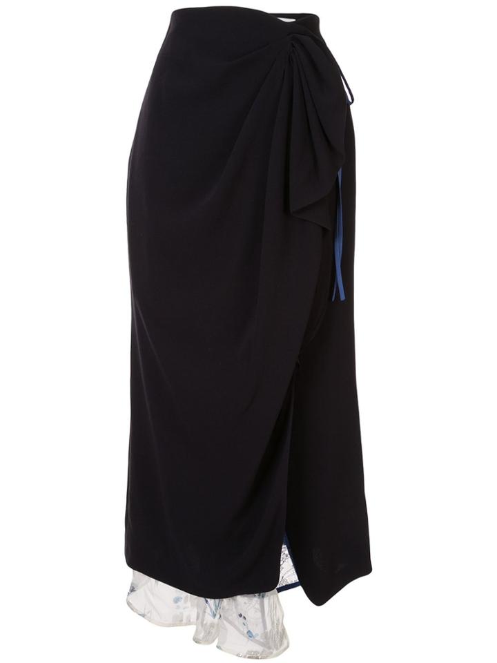 Mame Kurogouchi High Waisted Draped Skirt - Blue