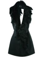 Ann Demeulemeester Shearling Waistcoat, Women's, Size: 38, Black, Leather/sheep Skin/shearling/nylon/wool