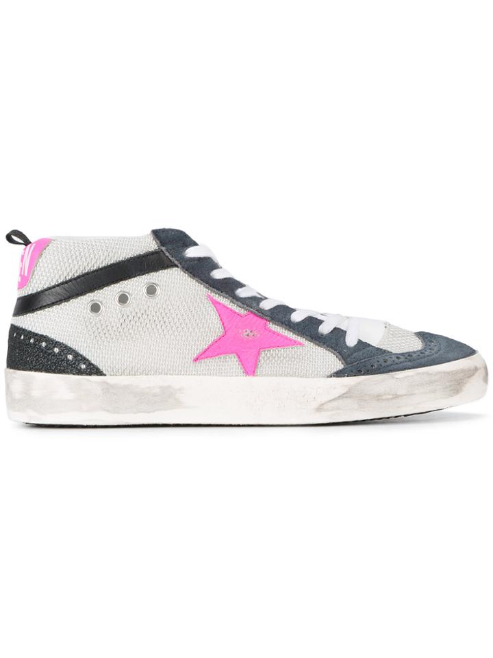 Golden Goose Deluxe Brand Grey Pink Mid Star Sneakers - White