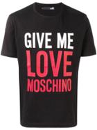Love Moschino Slogan Logo Patch T-shirt - Black