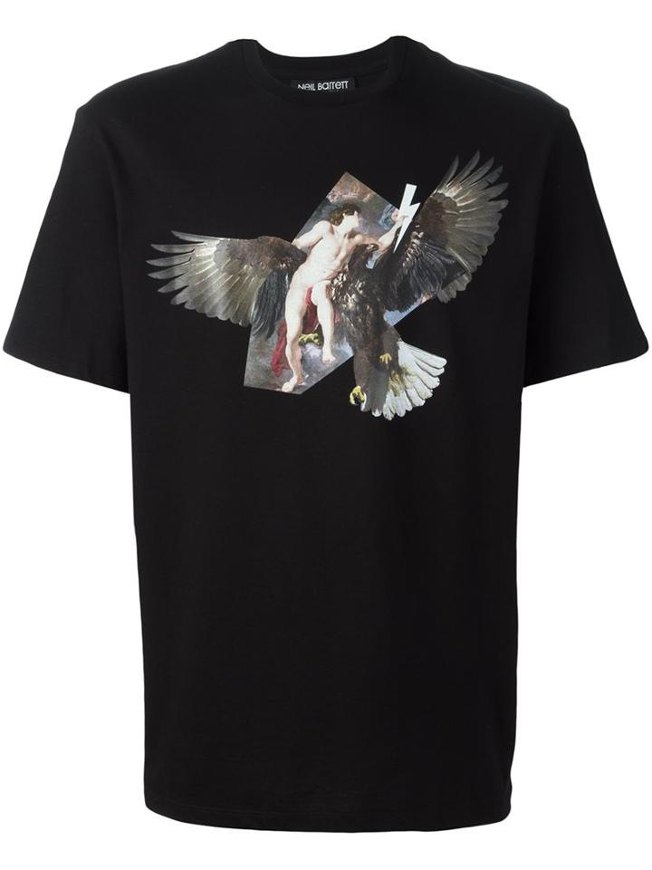 Neil Barrett Eagle Print T-shirt, Men's, Size: Medium, Black, Cotton