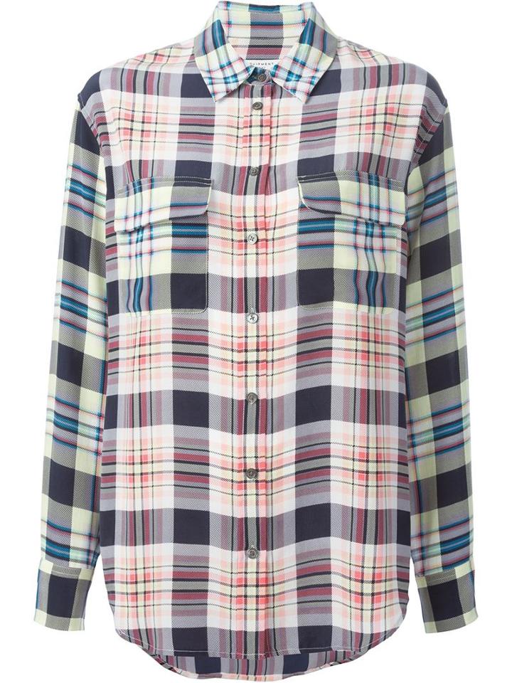 Equipment Check Print Shirt, Women's, Size: Xs, Silk