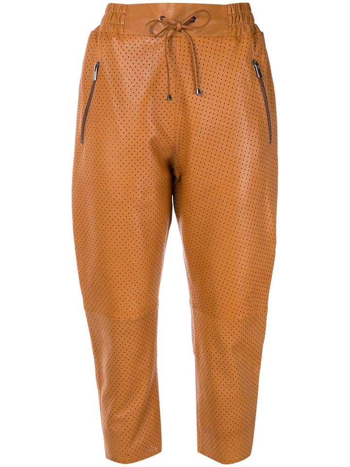 Ecaille Perforated Cropped Trousers - Brown