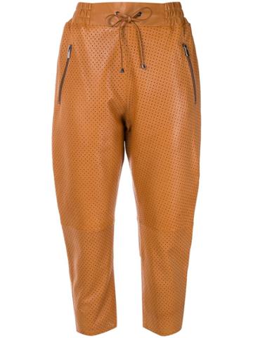 Ecaille Perforated Cropped Trousers - Brown